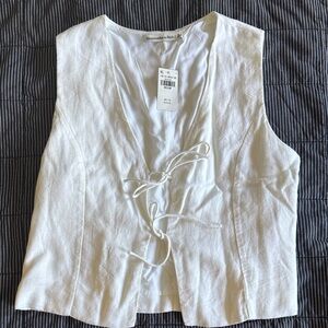 Abercrombie & Fitch White Linen Tie-Front Women's Vest